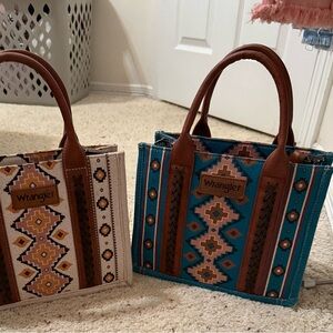 Wrangler Women's Geometric Tote Bags - Tan and Teal